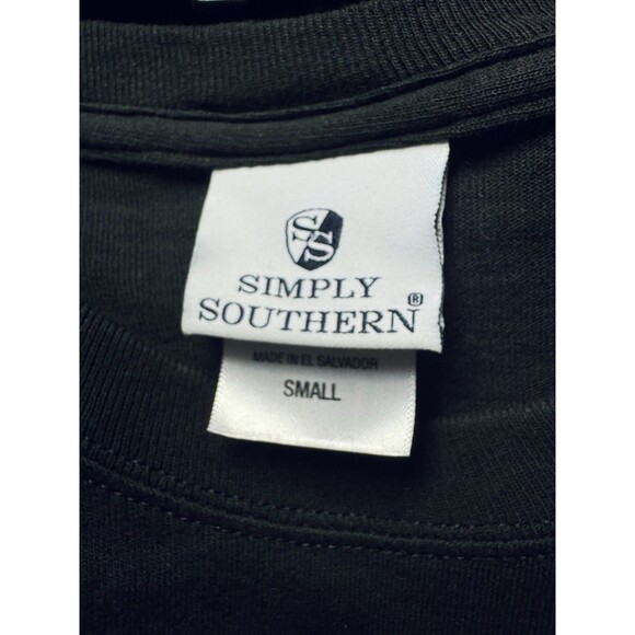 Simply Southern Small Black Red Plaid Dog Mom Cutoff Crop Long Sleeve T Shirt - Picture 4 of 5